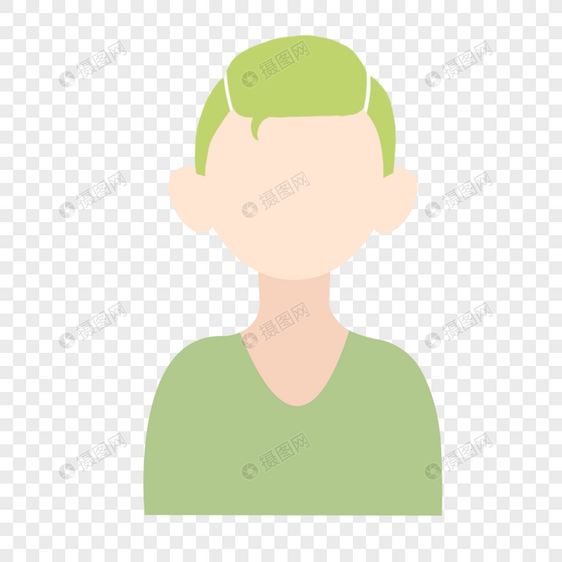 绿色头发帅气男士卡通人物图标图片