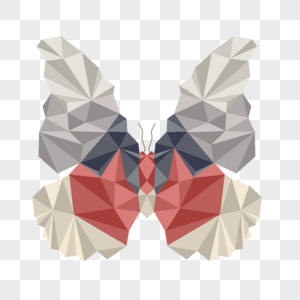 红色灰色几何风格多边形低聚蝴蝶图片