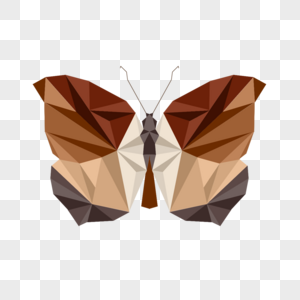 棕色几何风格多边形低聚蝴蝶图片