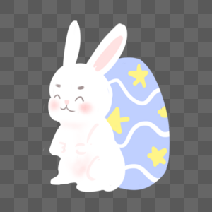 复活节蓝色彩蛋白色兔子图片