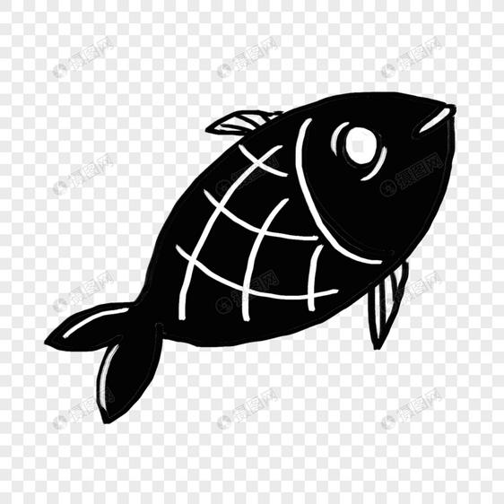 卡通鲈鱼创意黑白单色涂鸦图片