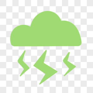 淡绿色云朵闪电卡通图标图片