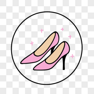 粉色高跟鞋圆形卡通图标图片