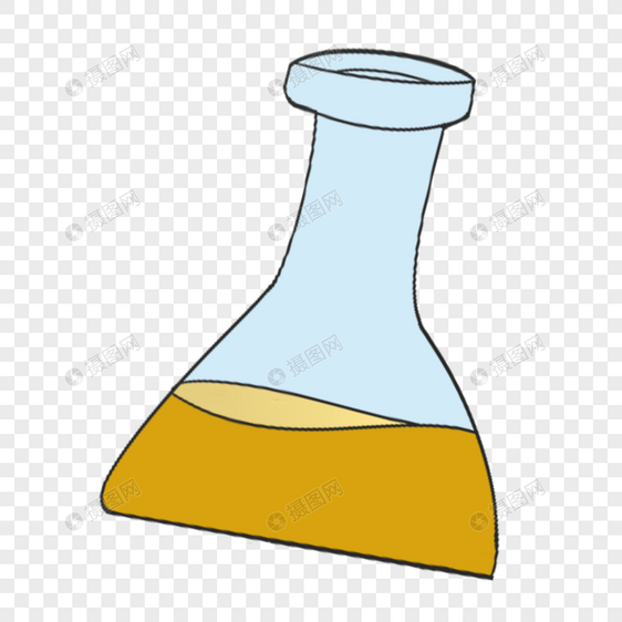 科学教育元素手绘黄色液体量杯图片