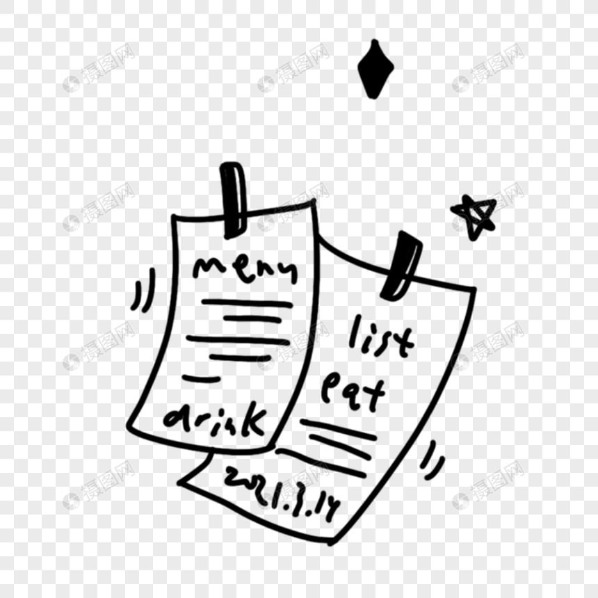 两张黑色便签黑白涂鸦元素素材下载-正版素材402126496-摄图网