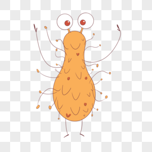 橙色卡通可爱表情细菌图片