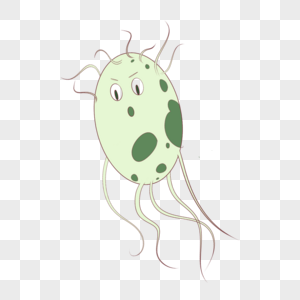 浅绿色卡通可爱表情细菌图片