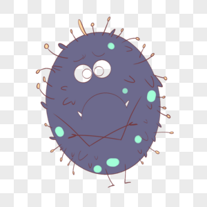 深紫色卡通可爱微生物图片