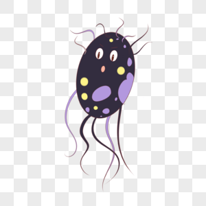 深紫色卡通可爱细菌微生物图片