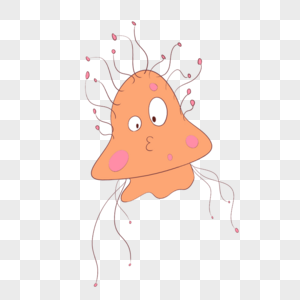 橙色粉色卡通可爱细菌微生物图片