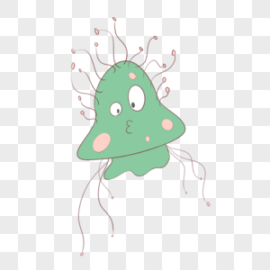 绿色粉色卡通可爱细菌微生物图片