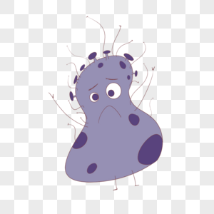 紫色卡通可爱细菌微生物图片