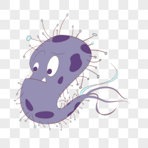 紫色卡通可爱细菌微生物图片