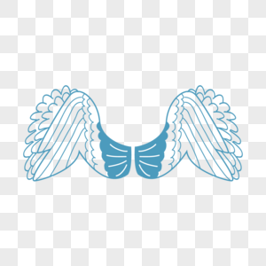 蓝色简约线条线稿翅膀图片