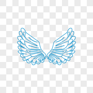 蓝色简约线稿翅膀图片