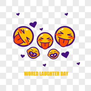 紫色黄色笑脸世界爱笑日高清图片