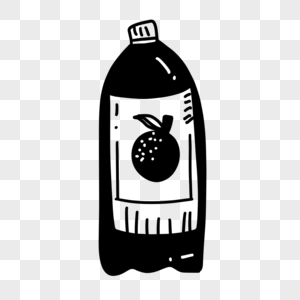 创意黑白单色涂鸦果汁瓶子图片