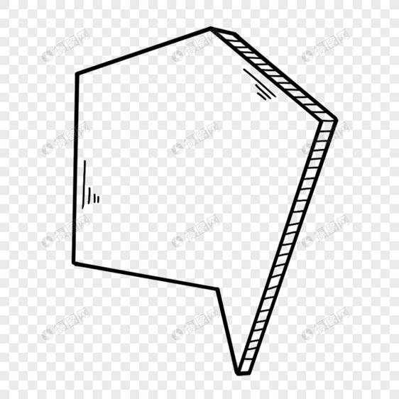 可爱简约黑白线稿多边形气泡对话框图片