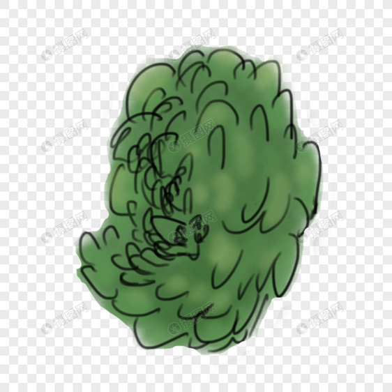 绿色凌乱简约灌木树顶简笔画图片