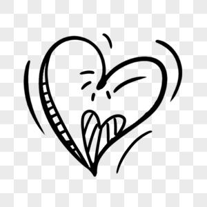 手绘简约创意黑白涂鸦可爱爱心图片素材