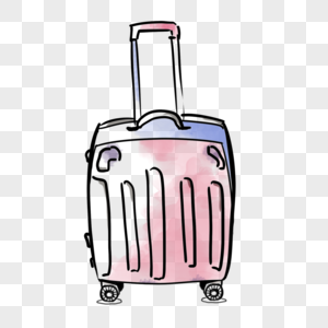 紫色粉色简约水彩晕染旅行行李箱图片