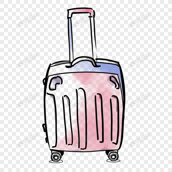 紫色粉色简约水彩晕染旅行行李箱图片