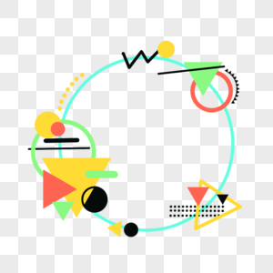 绿色圆环抽象几何图形孟菲斯边框高清图片