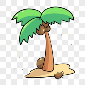 可爱卡通椰子树旅行水彩剪贴画图片