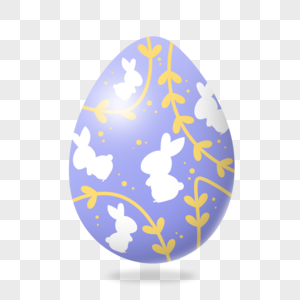 兔子树叶花纹复活节彩蛋图片