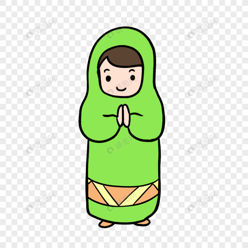 斋月节绿色衣服小人图片