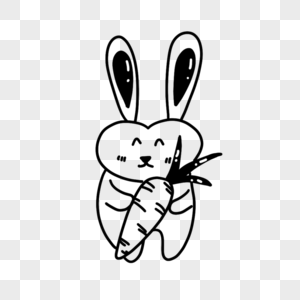 复活节涂鸦线描风兔子萝卜图片