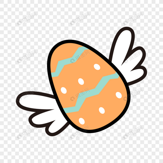 带翅膀的水彩复活节卡通彩蛋图片