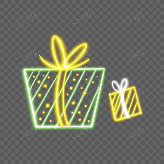 绿色手绘线稿礼物礼盒图片