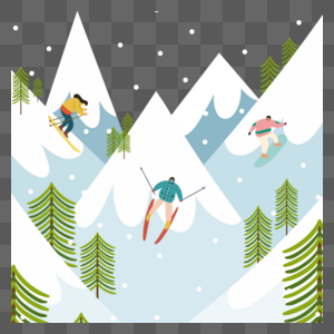 冬季滑雪矢量元素图片