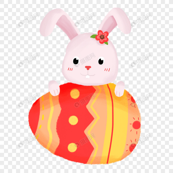复活节粉色兔子彩色蛋壳图片