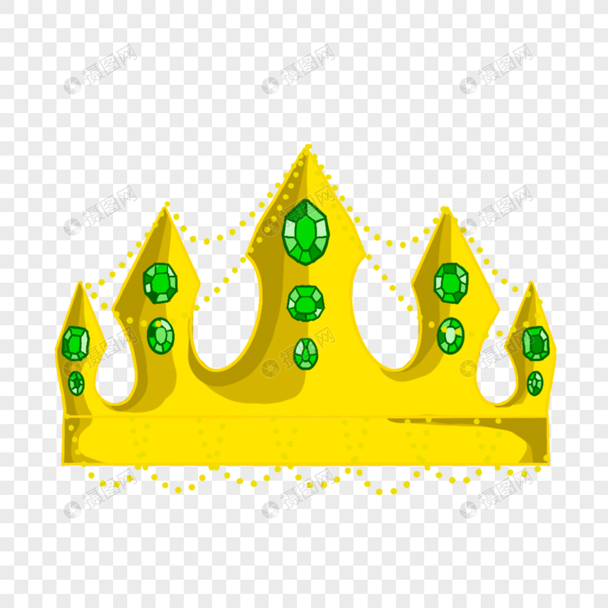 绿色成排宝石卡通金色皇冠图片
