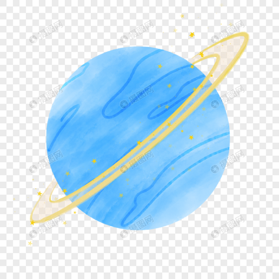 蓝色条纹水彩星球图片