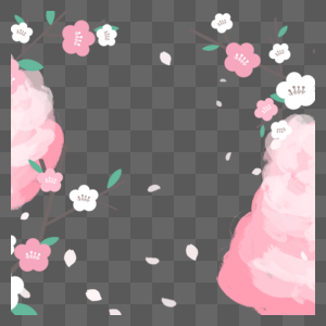粉红色桃花手绘春季旅游边框图片