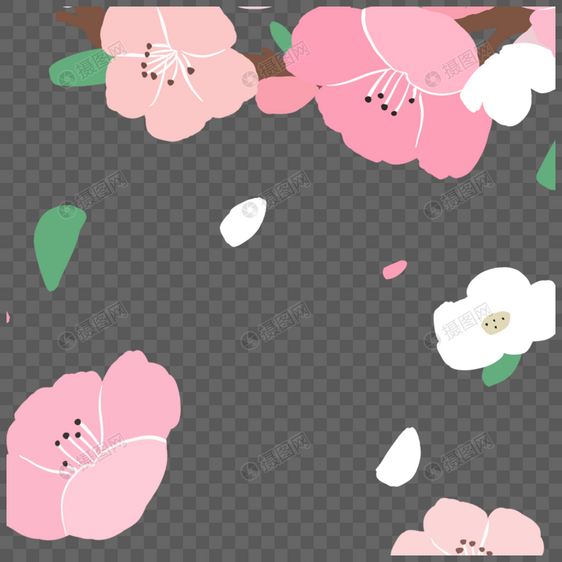春季旅游粉红色桃花花朵特写边框图片