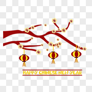 与分支的农历新年金黄背景图片