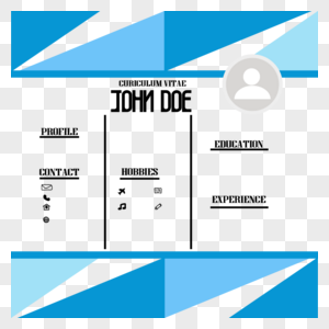蓝色简单简历模板高清图片