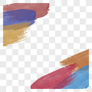 彩色笔触水彩笔刷边框图片