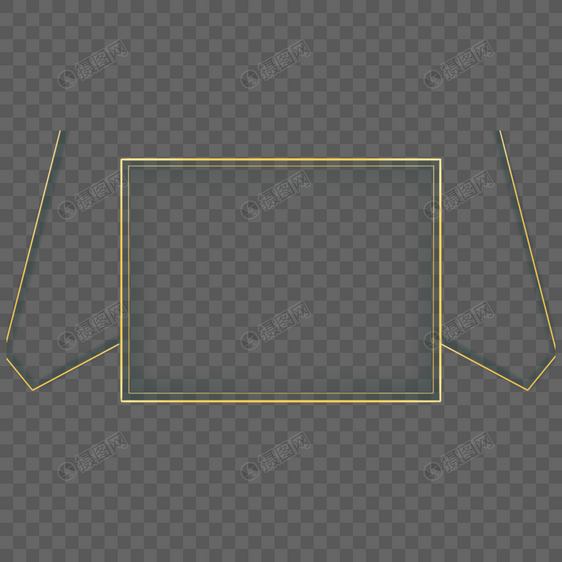 方形对称抽象几何金色边框图片