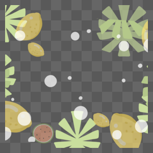 新鲜西瓜和柠檬抽象植物边框图片