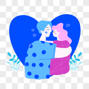 蓝色国际接吻日插画图片