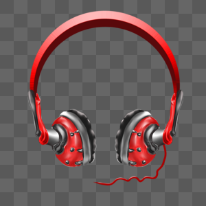 红金属立体头戴式耳机图片