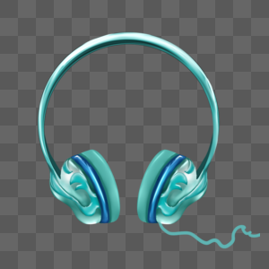 青色花纹立体头戴式耳机图片