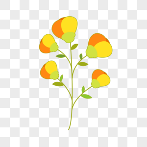 橙黄花瓣卡通春天花朵图片
