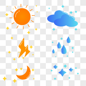 卡通彩色天气预报元素图片