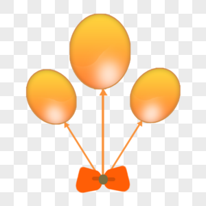 橘黄色卡通气球和蝴蝶结图片